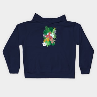 Tropical Flowers Palm Leaves Kids Hoodie